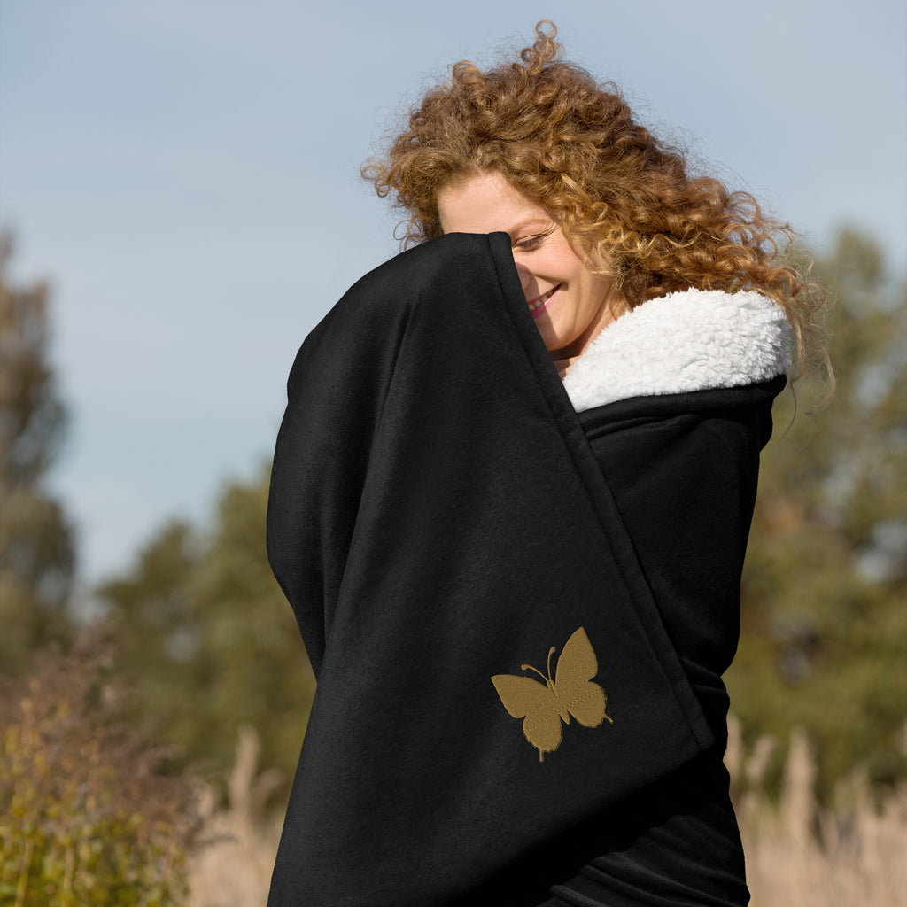 Premium sherpadeken met zachte fleece bovenzijde en sherpa binnenzijde, opgevouwen