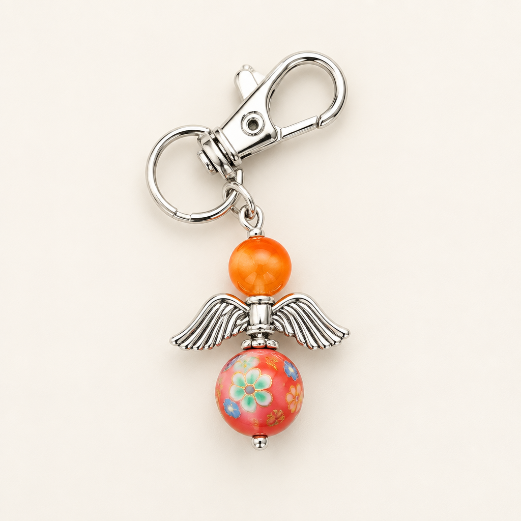 Herwerkte oranje Engel-sleutelhanger