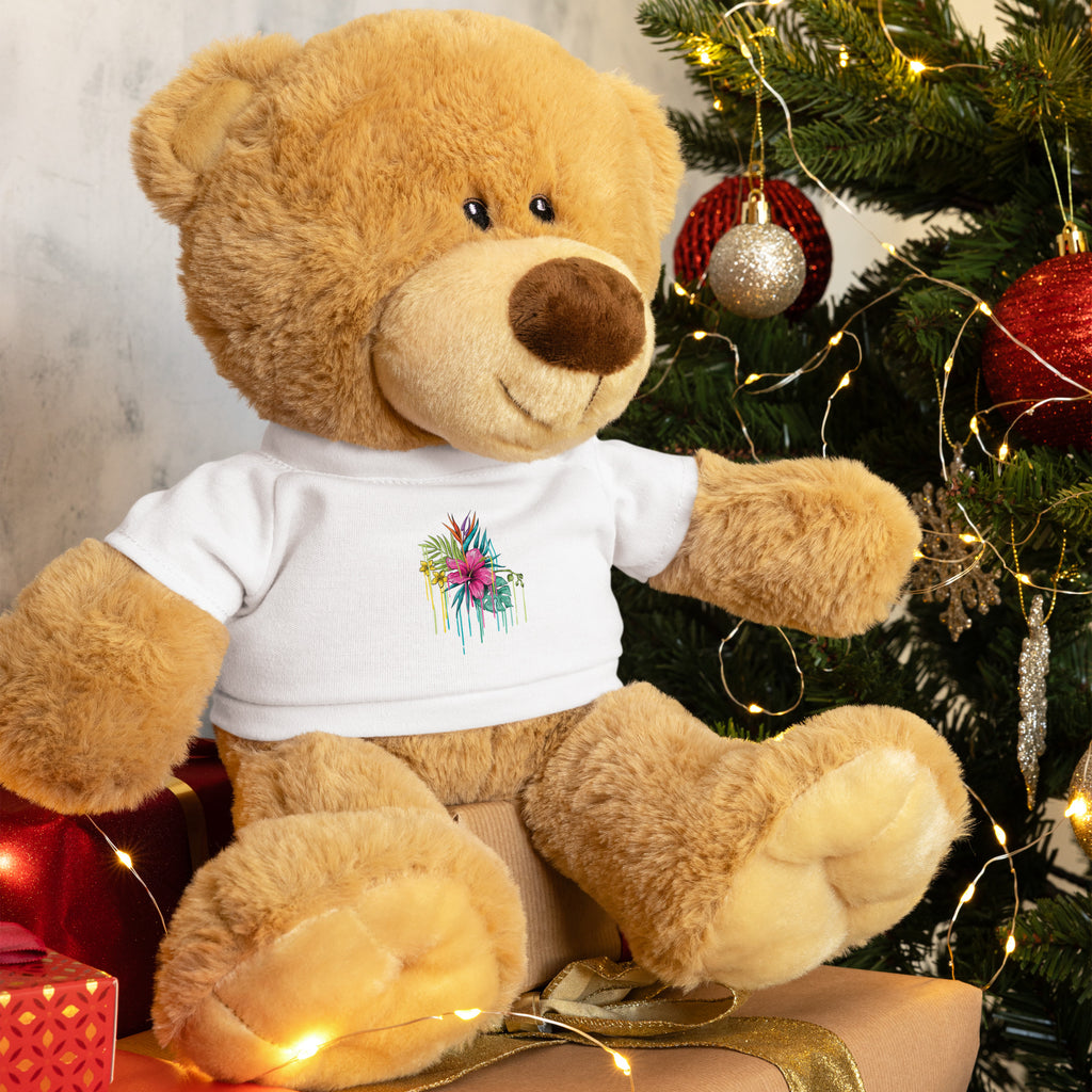 Zittende knuffelbeer met wit T-shirt